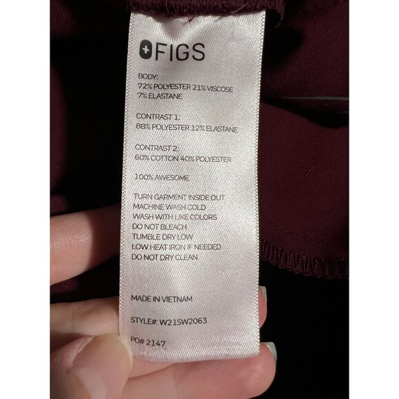 FIGS Women’s Technical Collection Scrub Pants Burgundy Wine Drawstring Size S - Picture 9 of 9